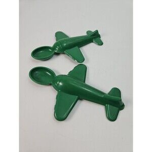 Vintage Airplane/Jet Baby Plastic Spoon Green